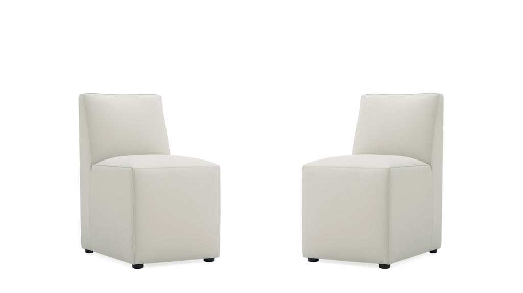 Manhattan Comfort Anna Square Modern Vegan Leather Dining Chair in Stone Gray - Set of 2
