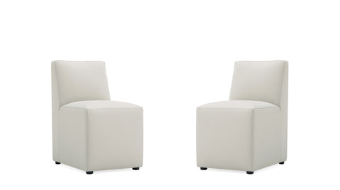 Manhattan Comfort Anna Square Modern Vegan Leather Dining Chair in Stone Gray - Set of 2
