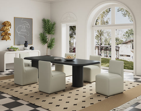Manhattan Comfort Anna Square Modern Vegan Leather Dining Chair in Stone Gray - Set of 2