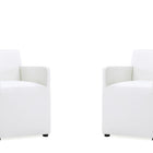 Manhattan Comfort Anna Square Modern Vegan Leather Armchair in White - Set of 2
