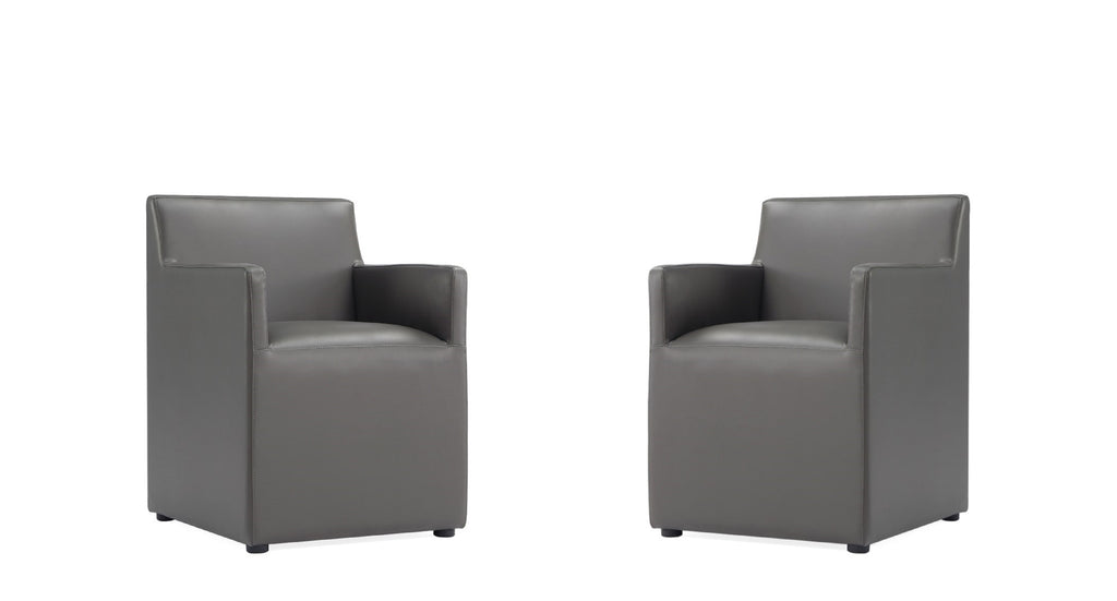 Manhattan Comfort Anna Square Modern Vegan Leather Armchair in Graphite - Set of 2