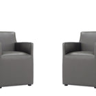 Manhattan Comfort Anna Square Modern Vegan Leather Armchair in Graphite - Set of 2