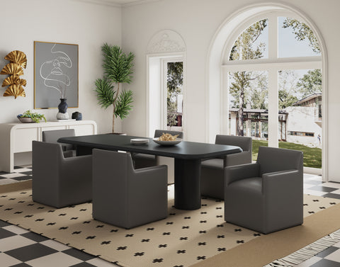 Manhattan Comfort Anna Square Modern Vegan Leather Armchair in Graphite - Set of 2