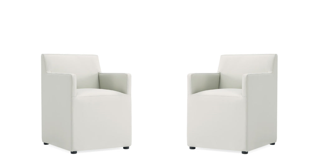 Manhattan Comfort Anna Square Modern Vegan Leather Armchair in Stone Gray - Set of 2
