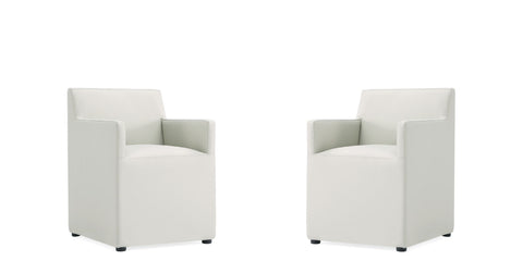 Manhattan Comfort Anna Square Modern Vegan Leather Armchair in Stone Gray - Set of 2