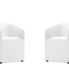 Manhattan Comfort Anna Round Modern Vegan Leather Armchair in White - Set of 2