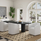 Manhattan Comfort Anna Round Modern Vegan Leather Armchair in White - Set of 2