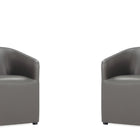Manhattan Comfort Anna Round Modern Vegan Leather Armchair in Graphite - Set of 2