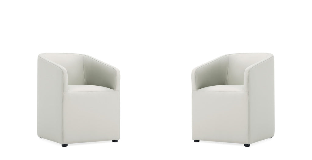Manhattan Comfort Anna Round Modern Vegan Leather Armchair in Stone Gray - Set of 2