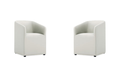 Manhattan Comfort Anna Round Modern Vegan Leather Armchair in Stone Gray - Set of 2