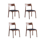 Manhattan Comfort Moderno Modern Vegan Leather Wood Dining Chair in Black - Set of 4