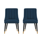 Manhattan Comfort Eda Modern Wood Upholstered Dining Chair in Midnight Blue - Set of 2