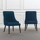 Manhattan Comfort Eda Modern Wood Upholstered Dining Chair in Midnight Blue - Set of 2