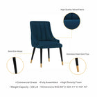 Manhattan Comfort Eda Modern Wood Upholstered Dining Chair in Midnight Blue - Set of 2