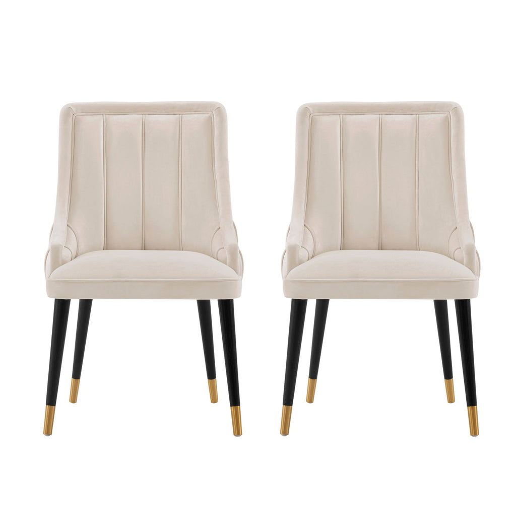 Manhattan Comfort Eda Modern Wood Upholstered Dining Chair in Cream - Set of 2