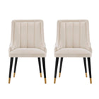 Manhattan Comfort Eda Modern Wood Upholstered Dining Chair in Cream - Set of 2
