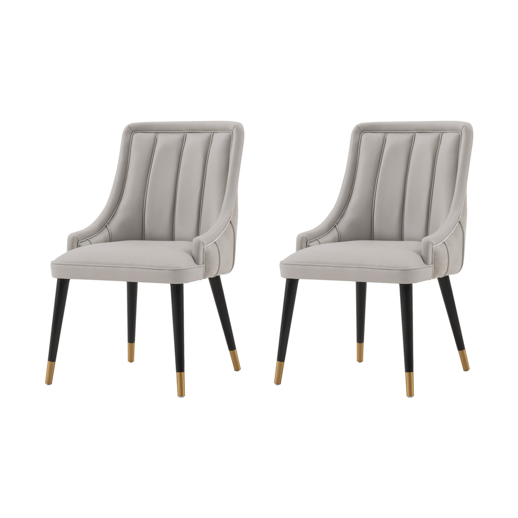 Manhattan Comfort Eda Modern Wood Upholstered Dining Chair in Light Gray - Set of 2
