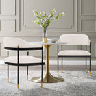 Manhattan Comfort Lia Modern Chenille Metal Armchair in Cream - Set of 2