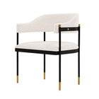 Manhattan Comfort Lia Modern Chenille Metal Armchair in Cream - Set of 2