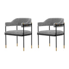 Manhattan Comfort Lia Modern Chenille Metal Armchair in Gray - Set of 2