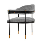Manhattan Comfort Lia Modern Chenille Metal Armchair in Gray - Set of 2