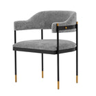 Manhattan Comfort Lia Modern Chenille Metal Armchair in Gray - Set of 2