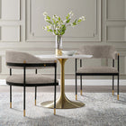 Manhattan Comfort Lia Modern Chenille Metal Armchair in Stone - Set of 2