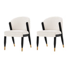 Manhattan Comfort Ola Modern Chenille Wood Dining Chair in Cream - Set of 2