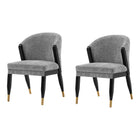 Manhattan Comfort Ola Modern Chenille Wood Dining Chair in Gray - Set of 2
