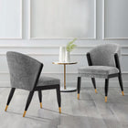 Manhattan Comfort Ola Modern Chenille Wood Dining Chair in Gray - Set of 2
