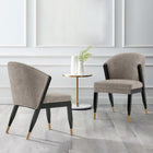 Manhattan Comfort Ola Modern Chenille Wood Dining Chair in Stone - Set of 2