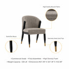 Manhattan Comfort Ola Modern Chenille Wood Dining Chair in Stone - Set of 2