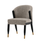 Manhattan Comfort Ola Modern Chenille Wood Dining Chair in Stone - Set of 2