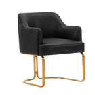 Manhattan Comfort Raya Modern Vegan Leather Wood Dining Chair in Black - Set of 2