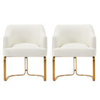 Manhattan Comfort Raya Modern Vegan Leather Wood Dining Chair in Ivory - Set of 2