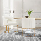 Manhattan Comfort Raya Modern Vegan Leather Wood Dining Chair in Ivory - Set of 2