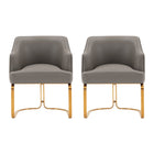 Manhattan Comfort Raya Modern Vegan Leather Wood Dining Chair in Taupe - Set of 2
