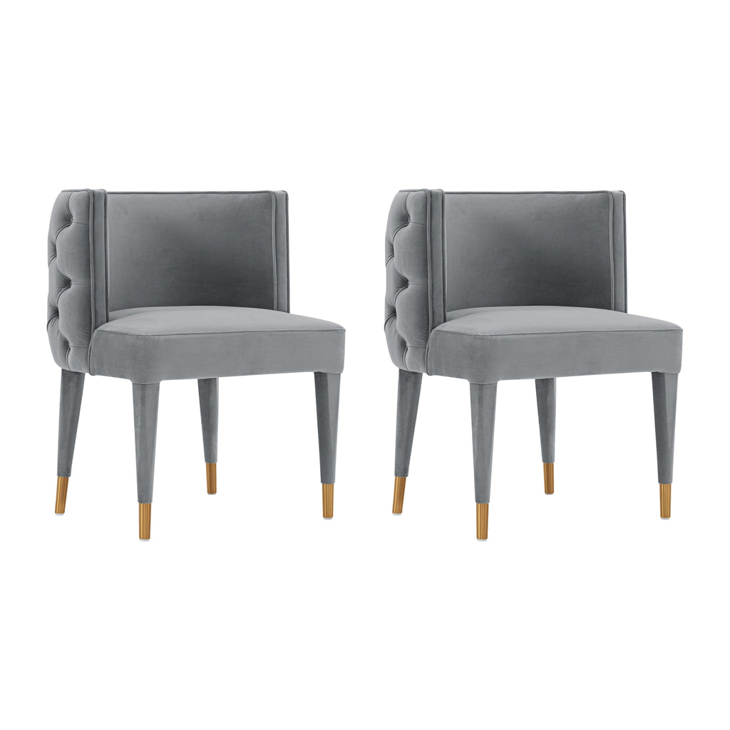 Manhattan Comfort Maya Modern Velvet Dining Chair in Gray - Set of 2