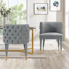 Manhattan Comfort Maya Modern Velvet Dining Chair in Gray - Set of 2