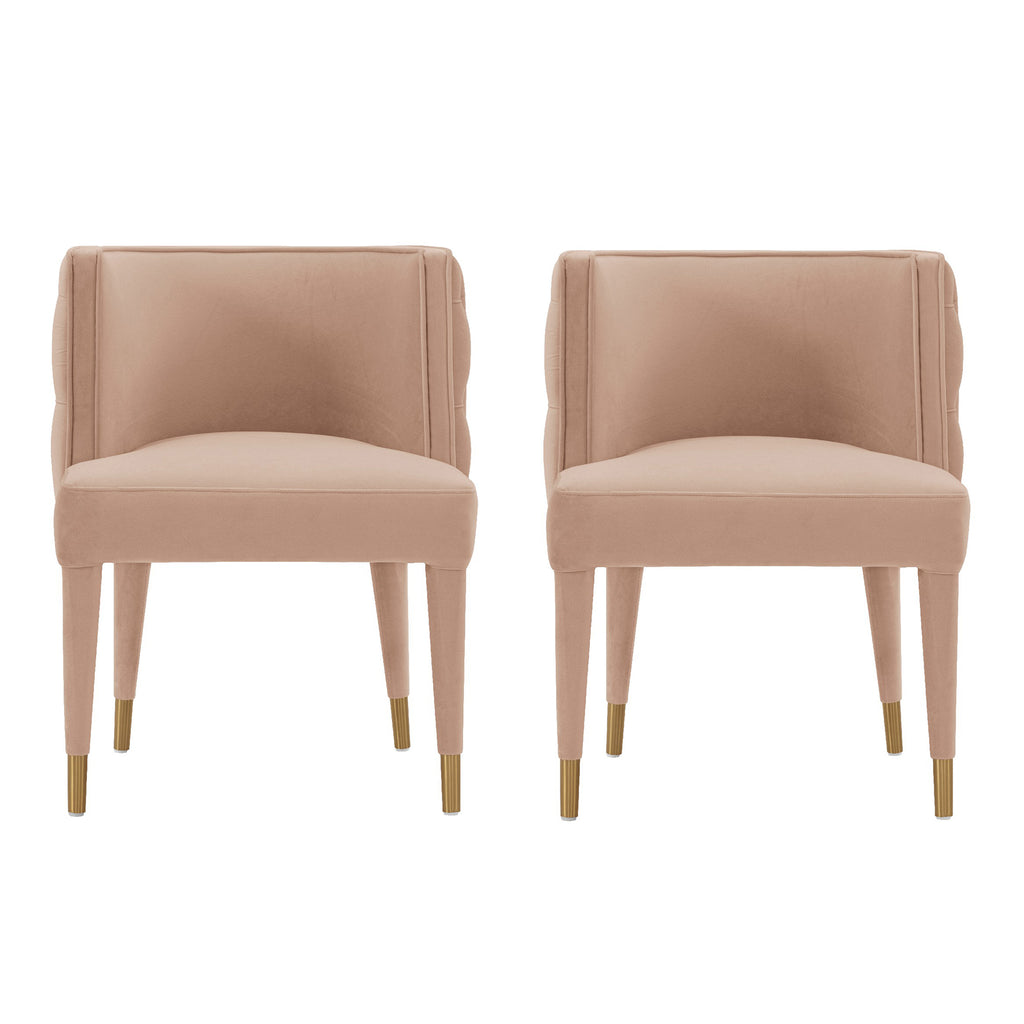Manhattan Comfort Maya Modern Velvet Dining Chair in Nude - Set of 2