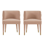 Manhattan Comfort Maya Modern Velvet Dining Chair in Nude - Set of 2