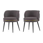 Manhattan Comfort Kaya Modern Velvet Wood Dining Chair in Gray - Set of 2