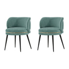 Manhattan Comfort Kaya Modern Velvet Wood Dining Chair in Mint Green - Set of 2