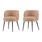 Manhattan Comfort Kaya Modern Velvet Wood Dining Chair in Nude - Set of 2