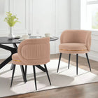 Manhattan Comfort Kaya Modern Velvet Wood Dining Chair in Nude - Set of 2