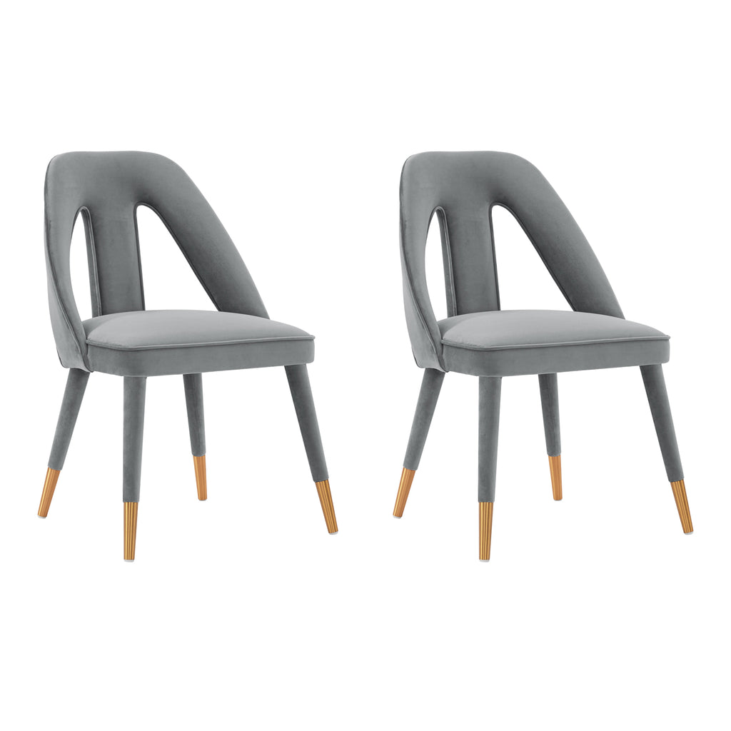 Manhattan Comfort Neda Modern Velvet Upholstered Dining Chair in Gray - Set of 2