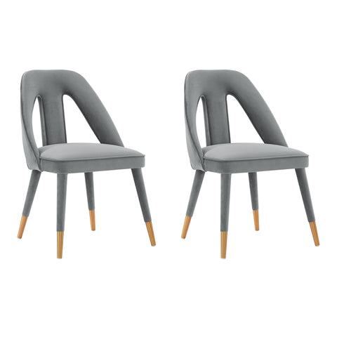 Manhattan Comfort Neda Modern Velvet Upholstered Dining Chair in Gray - Set of 2