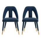 Manhattan Comfort Neda Modern Velvet Upholstered Dining Chair in Midnight Blue - Set of 2