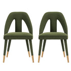 Manhattan Comfort Neda Modern Velvet Upholstered Dining Chair in Olive Green - Set of 2