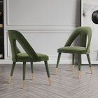 Manhattan Comfort Neda Modern Velvet Upholstered Dining Chair in Olive Green - Set of 2